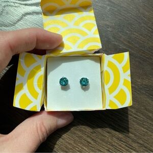 Origami Owl Blue Silver Stud Earrings NIB